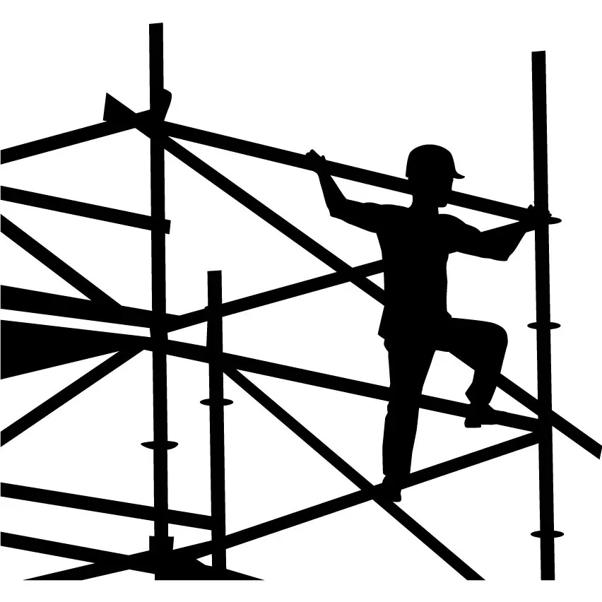 Construction worker on scaffolding vector | price 1 credit usd $1.