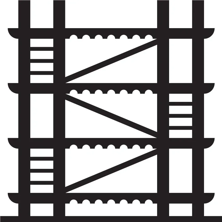 A black and white illustration of a ladder.